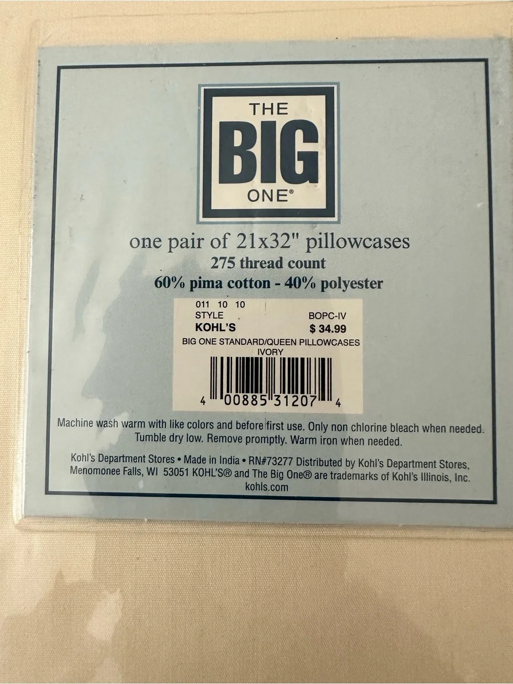 The Big One Ivory Pillowcases - Standard/Queen (2-Pack)